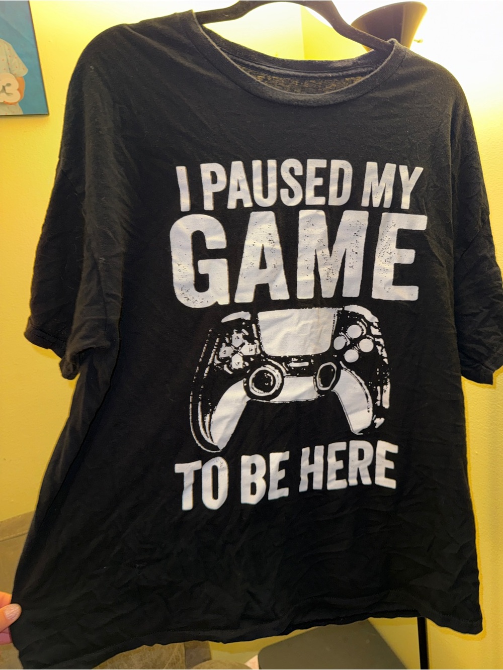 I Paused My Game To Be Here Black Gamer T-Shirt